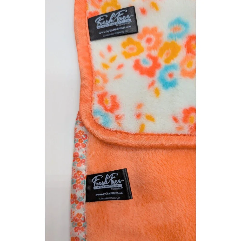 Set Of 3 Fresh Face Makeup Remover Towels Coral Orange Floral Campenelli